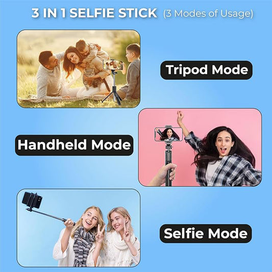 Selfie Stick With Tripod Stand (1 Pc 160 Cm Long Approx)