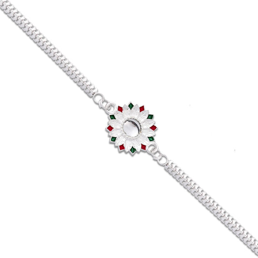 Sunflower Shape Rakhi With Silver Chain