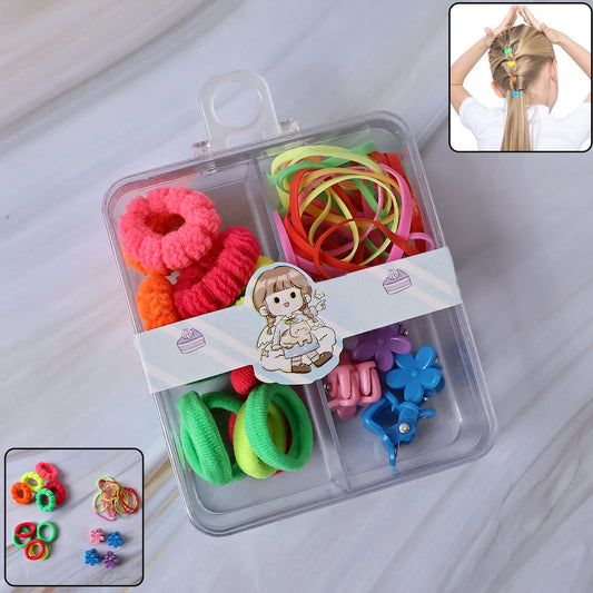 Kids Hair Bands Rubber Bands Cute Hair Clips In Storage Box (Mix Design 1 Set)