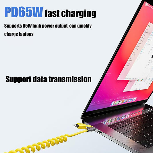 4 In 1 Spring Fast Charging Cable (1 Pc 1.5 Mtr Long)