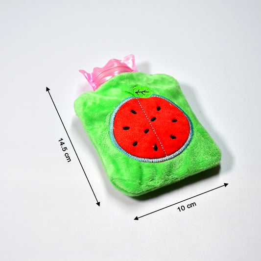 6509 Watermelon Small Hot Water Bag With Cover For Pain Relief Neck Shoulder Pain And Hand Feet Warmer Menstrual Cramps.