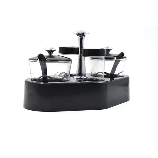 8122 Ganesh Rendy Condiment Set For Kitchen Transparent Jar For Easy To Access Spice 1 Piece Spice Set (Plastic)