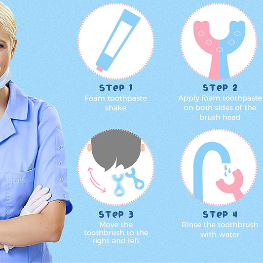 4003 U-shaped Toothbrush For Kids Manual Whitening Toothbrush Silicone Brush Head For Kids Children Infant Toothbrush For 2-6 Years| Pack of 2||