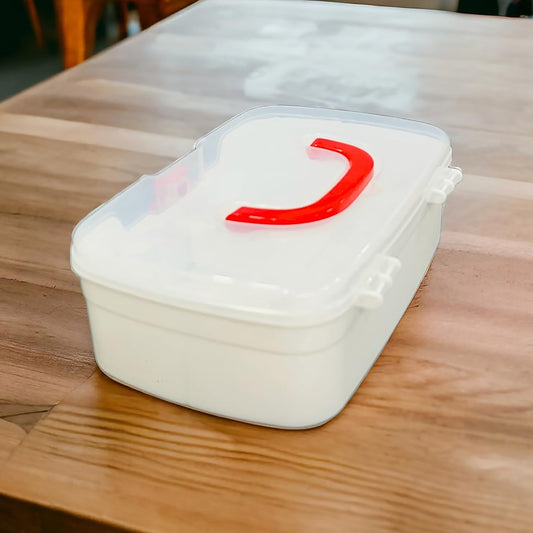 12980 3 Compartment Medical Box 1 Piece Indoor Outdoor Medical Utility Medicine Storage Box Detachable Tray Medical Box Multi Purpose Regular Medicine First Aid Box With Handle Transparent Lid Color Box