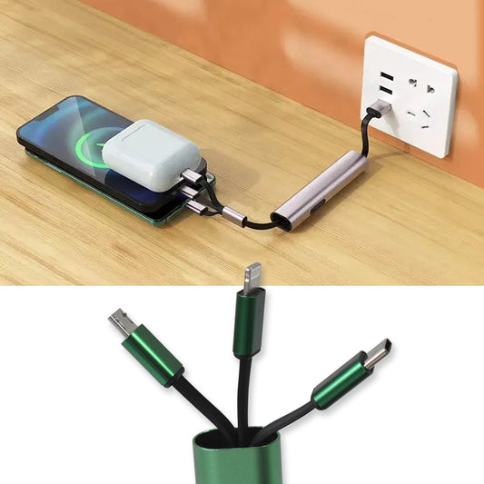 Charging Cable 3 In 1 Extendable Data Transmit Charging Cable (1 Pc)