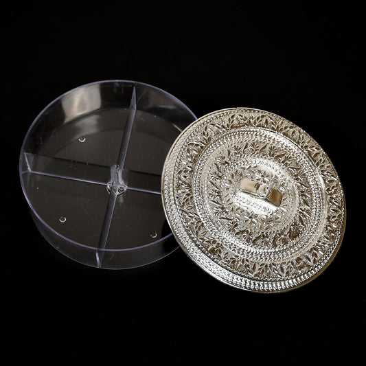 5268 Round Smiley Multi Purpose 4 Compartment Box For Home Kitchen Use