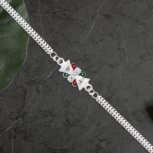 Twin Kalash Design Silver-toned Rakhi