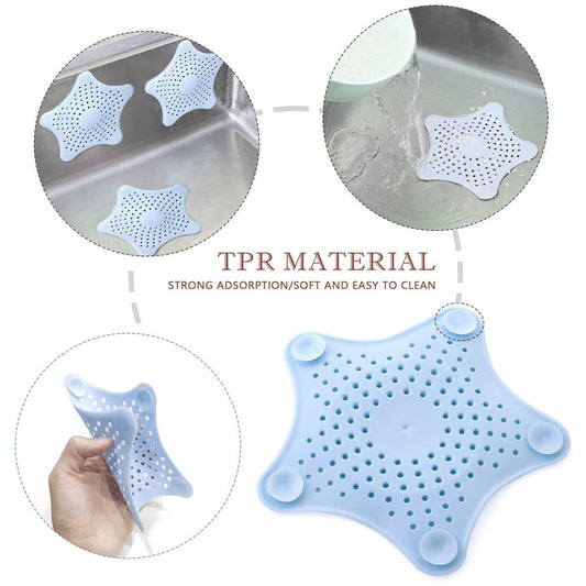0830 Star Shape Suction Cup Kitchen Bathroom Sink Drain Strainer Hair Stopper Filter Star Shaped Sink Filter Bathroom Hair Catcher Drain Strainers Cover Trap Basin(Mix Color 1 Pc)