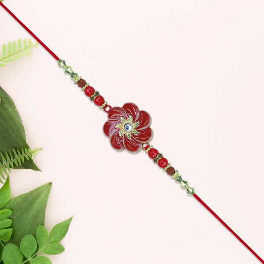 Red Floral Designer Rakhi