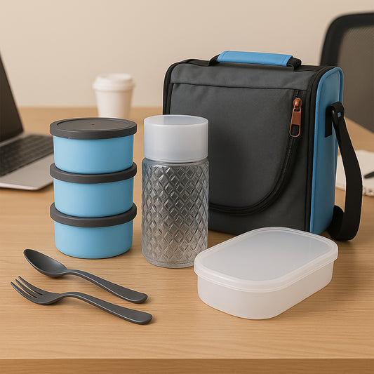 5106 All In One Lunch Box With Fabric Bag For Office School Use