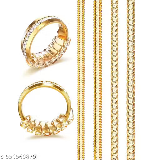 Ring Size Adjuster for Loose Rings - 4 Sizes Ring Sizer Ring Tightener Resizer Fit Spiral Silicone Tightener Set(4 Pcs,Gold)