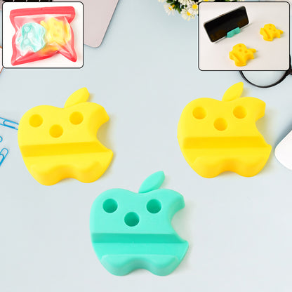 Multi-functional Apple-shaped Plastic Mobile Stand With Pen Holder (3 Pc  Mix Color)