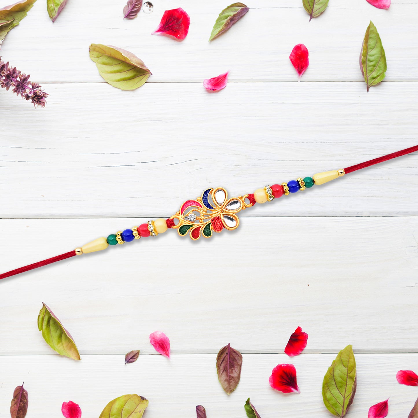 Multicolor Peacock Feather Rakhi