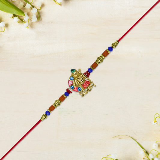 Lord Jagannath Rakhi With Multicolor Beads