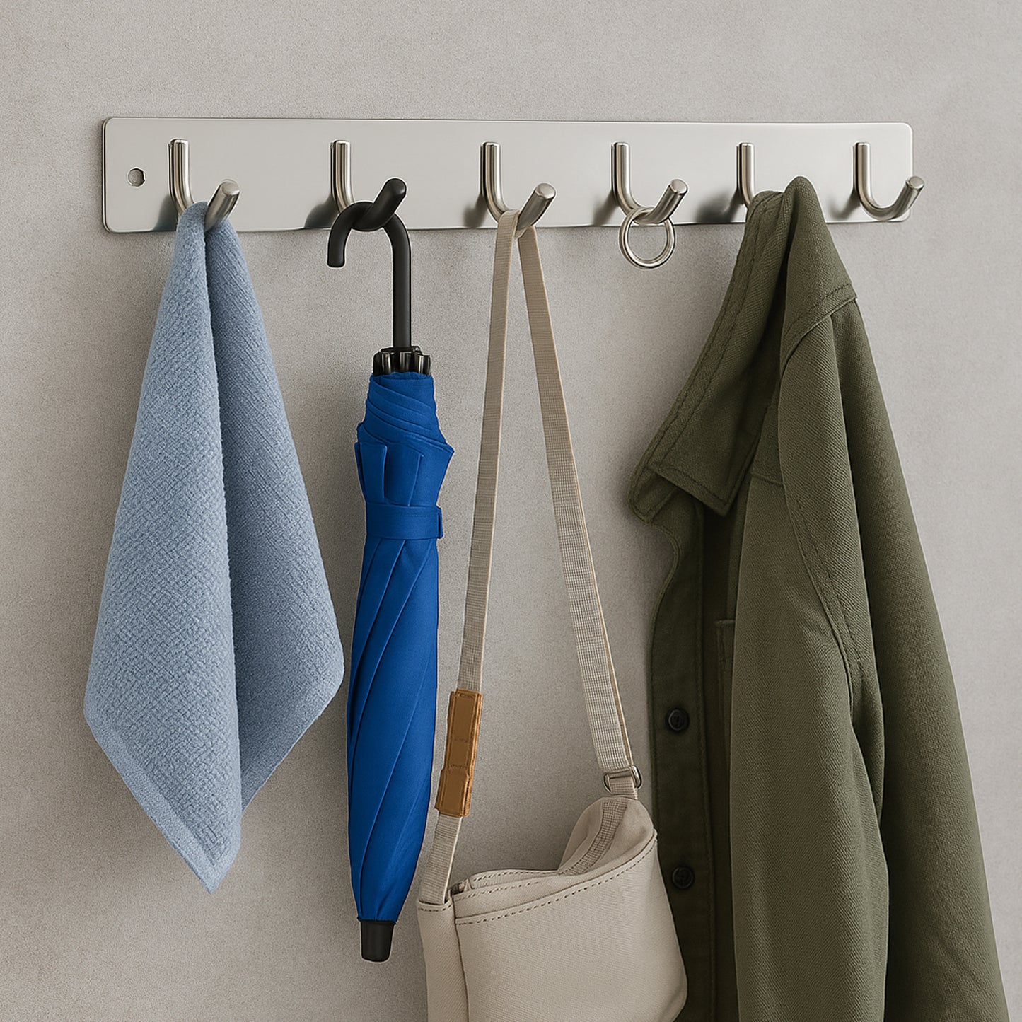 Stainless Steel Wall Mounted Coat 6 Hook Rack (32x3  1pc)
