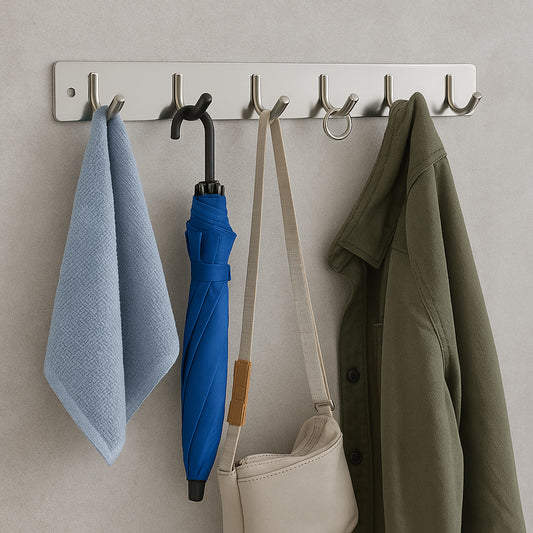 Stainless Steel Wall Mounted Coat 6 Hook Rack (32x3  1pc)