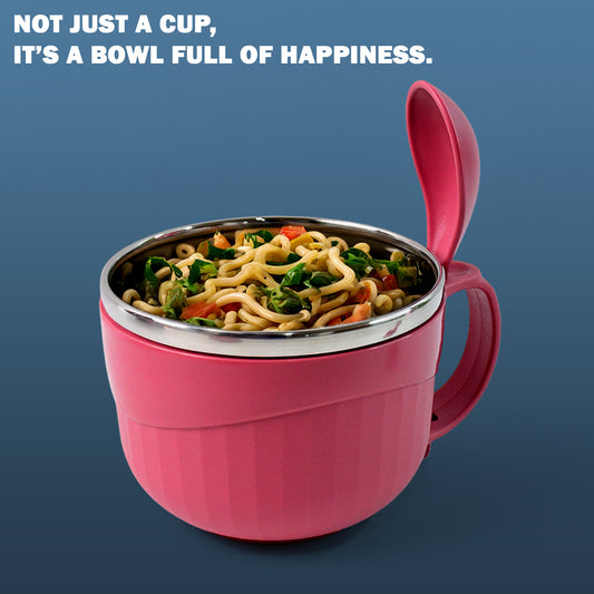 Apex Premium 700 Ml Multipurpose Noodle Bowl With Handle Lid And Fork