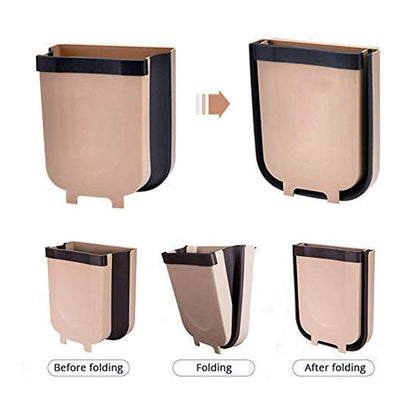 5873 Hanging Trash Can For Kitchen Cabinet Door Small Collapsible Foldable Waste Bins Hanging Trash Holder For Bathroom Bedroom Office Car Portable.