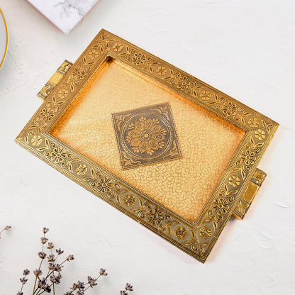 Premium Antique-style Rajwadi Decorative Serving Tray  40x26 Cm