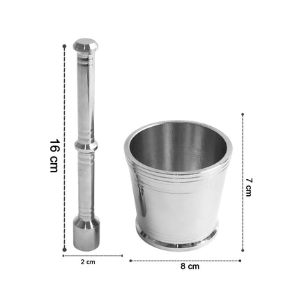 Heavy Duty Stainless Steel Mortar And Pestle Set For Kitchen Khalbatta Set (2 Pc Set)