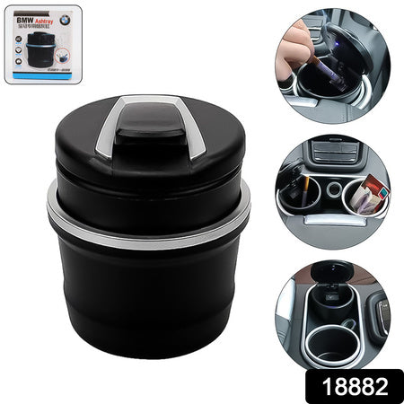 Portable Car Ashtray With Lid And Blue Led Light (1 Pc  With Color Box)