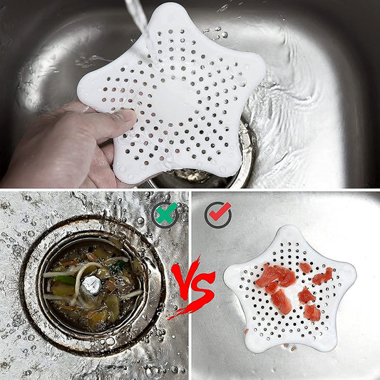 White Silicone Star Shaped Sink Filter Bathroom Hair Catcher Drain Strainers For Basin