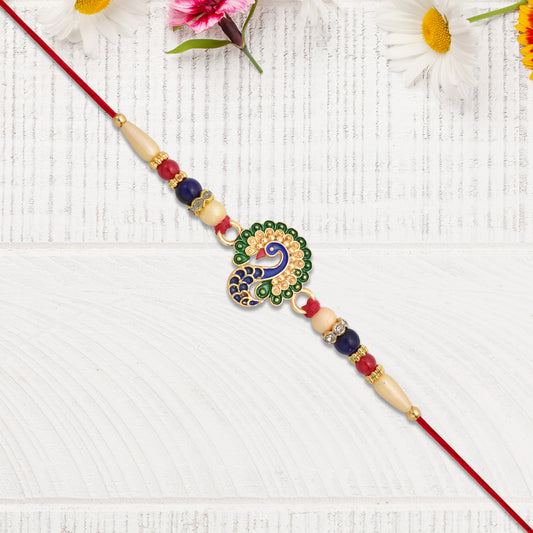 Multicolor Peacock Rakhi With Beads