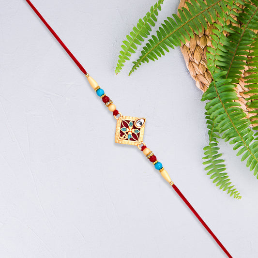 Traditional Beaded Kundan Rakhi