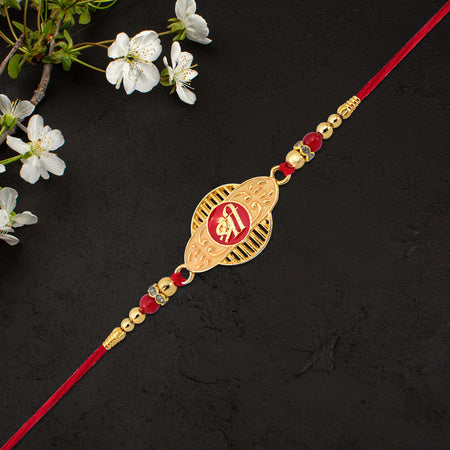 Golden Shree Rakhi With Designer Frame