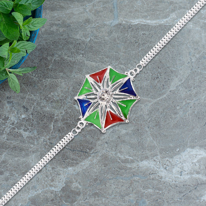 Colorful Star-shaped Rakhi With Central Stone