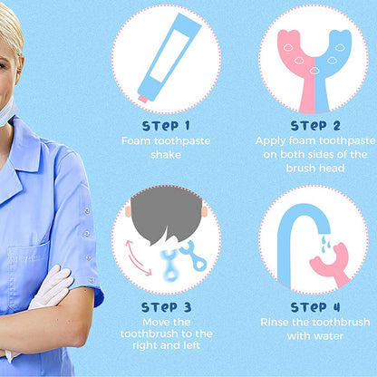 4003 U-shaped Toothbrush For Kids Manual Whitening Toothbrush Silicone Brush Head For Kids Children Infant Toothbrush For 2-6 Years| Pack of 2||