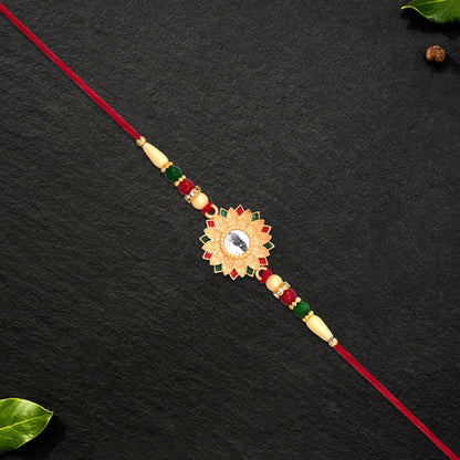 Floral Rakhi With Mirror Centerpiece