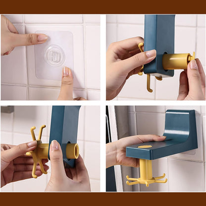 4605 360 Degree Rotating Self Adhesive Plastic Wall Hook Hanger Multifunctional Hanger With 6 Heavy Duty Claw Hooks