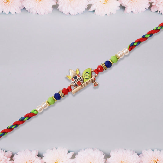 Kalash Rakhi With Flute And Peacock Feather