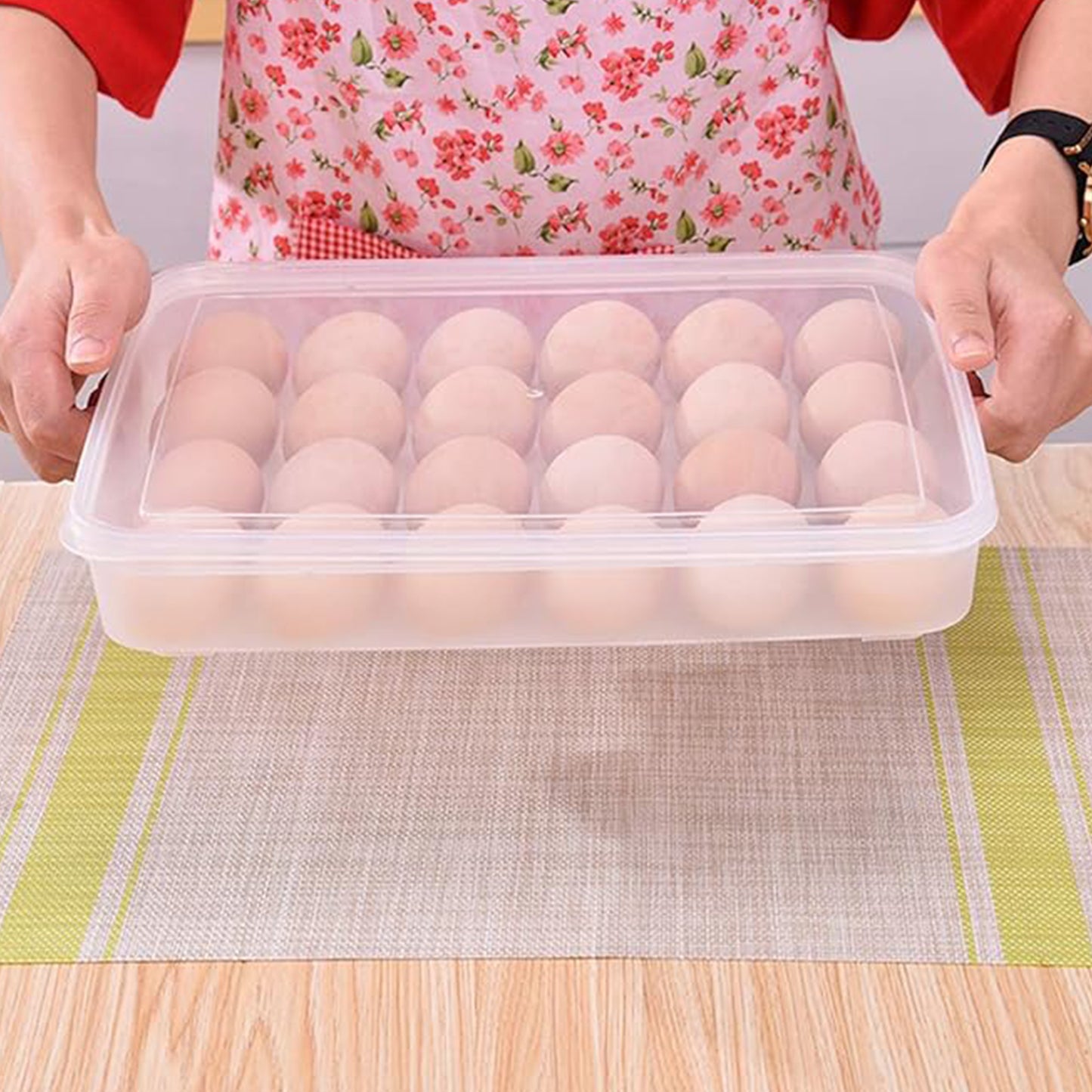 Plastic Egg Storage Container Holder For Refrigerator Egg Tray Holds 24 Eggs (1 Pc)