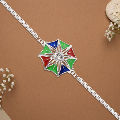 Colorful Star-shaped Rakhi With Central Stone