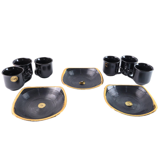 8237 Sweet Buzz Ceramic Tea  Cups  Mug Set With Seashell Shape Serving Bowl Milk Cup Coffee Cup Tea Cup Breakfast Cup Drinking Mug Or Outdoor For Household Gift For Birthday Wedding Party (8 Pcs Set)