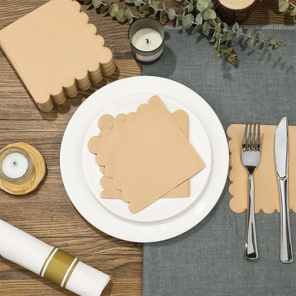 Disposable Scalloped Edge Tissue Napkins Set (120 Pc)