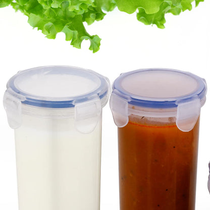 5830 Plastic Liquid Round Airtight Food Storage Container With Leak Proof Locking Lid Bpa Free Container For Kitchen 5 Pcs Set (Transparent  ( Approx Capacity 110 Ml160 Ml210 Ml400 Ml500 Ml)
