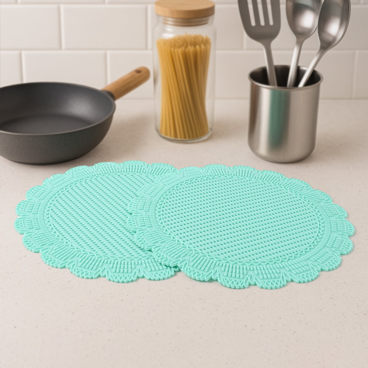 Silicone Round Heat Resistant Mat (2 Pc Set)