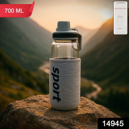 Sports Water Bottle With Protective Sleeve - (1 Pc  700 Ml)