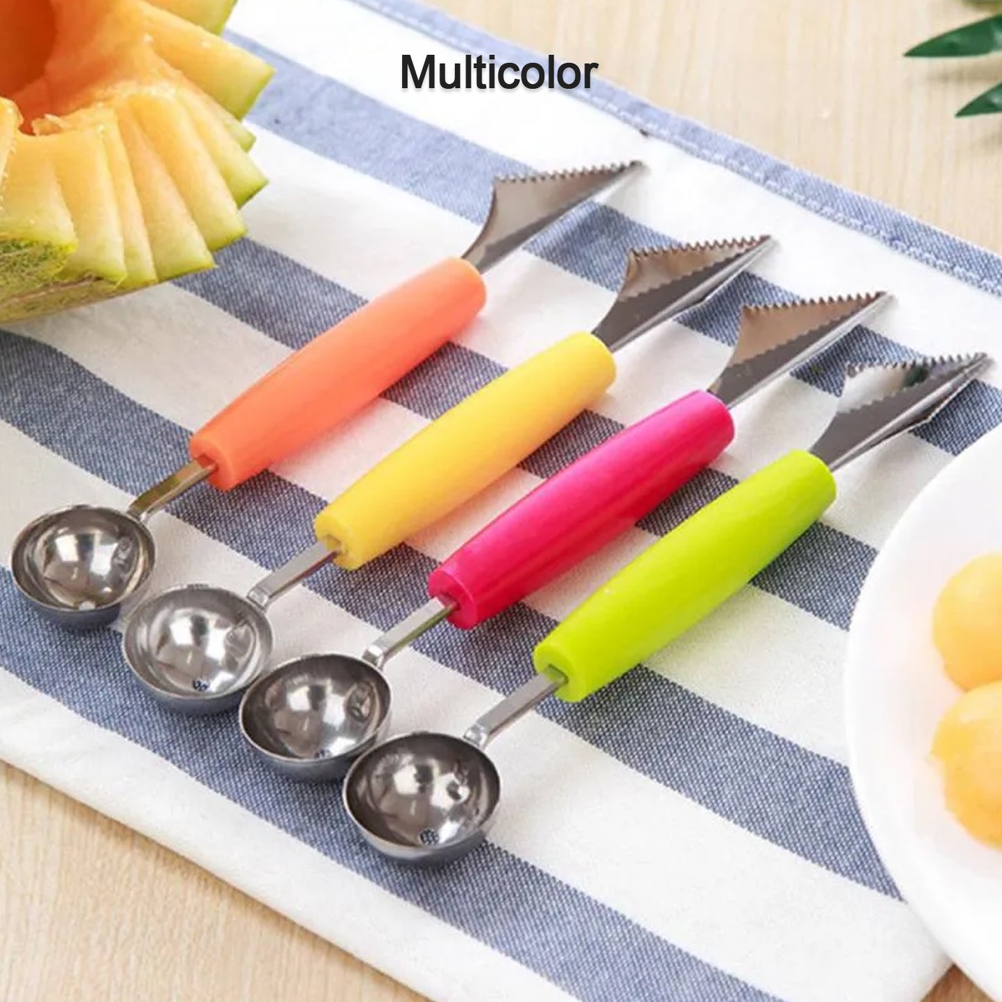 7031 Multifunctional Stainless Steel Fruit Vegetable Pattern Carving Knife Peeler Corer Spherical Dig Ball Scoop Garnishing Dig Ball Spoon Kit.