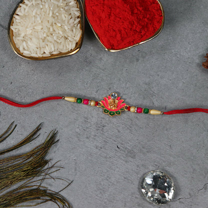Ganesh Lotus Leaf Designer Motif Rakhi